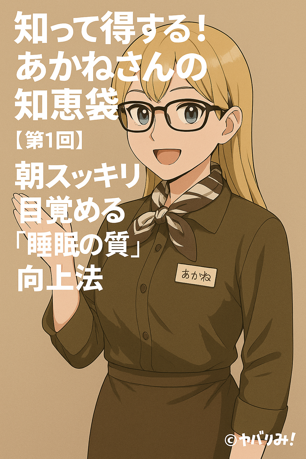 「あかねさんの知恵袋 知って役立つ」というタイトルの、エプロン姿で指差しポーズをする女性のイラスト。