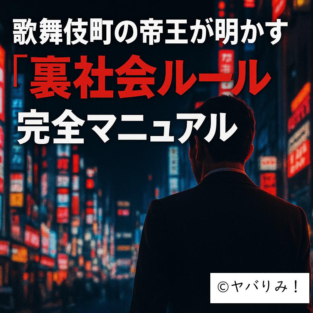 「歌舞伎町の帝王が明かす 裏社会ルール 完全マニュアル」というタイトルと、夜の歌舞伎町を背に立つ男性の後ろ姿のイラスト。