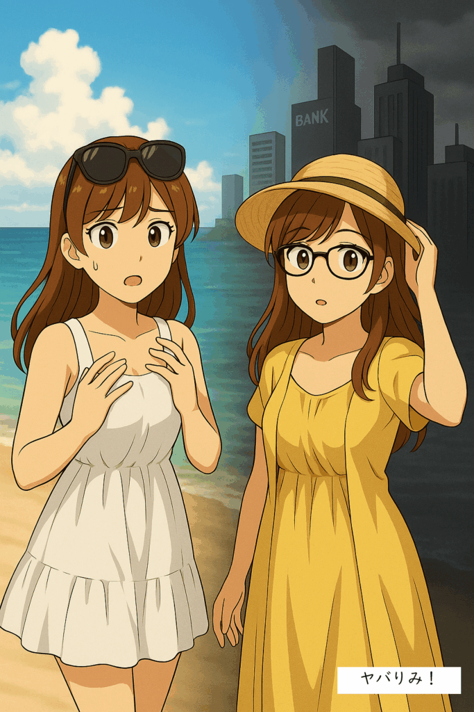 タックスヘイブンの存在を初めて知り、驚く２人