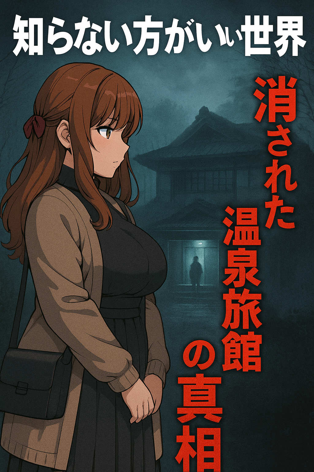 知らない方がいい世界 消された温泉旅館の真相」というタイトルと、旅館を背景に立つ女性のイラスト。
