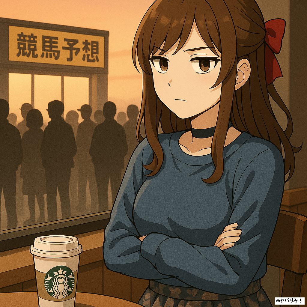 早朝から競馬予想屋の前に並ぶ大勢の人たちをルミは、スターバックスの中から覚めた目で見ている。