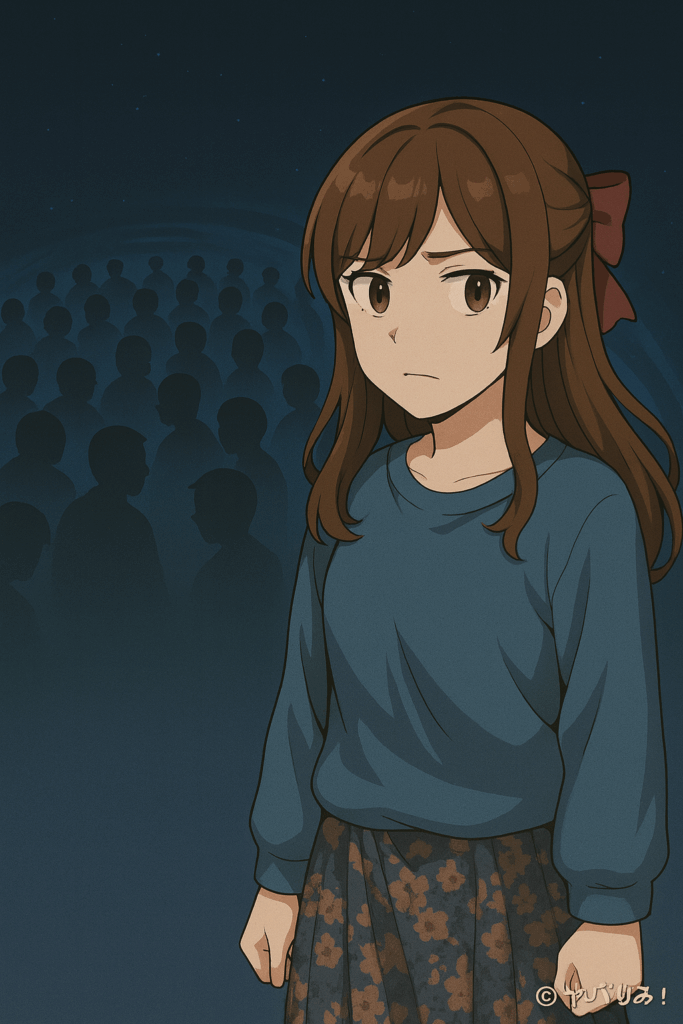 巨大なAIカジノの中心で、ルミが回すルーレットに、AIに依存した人々が 渦の様に巻き込まれていく様子