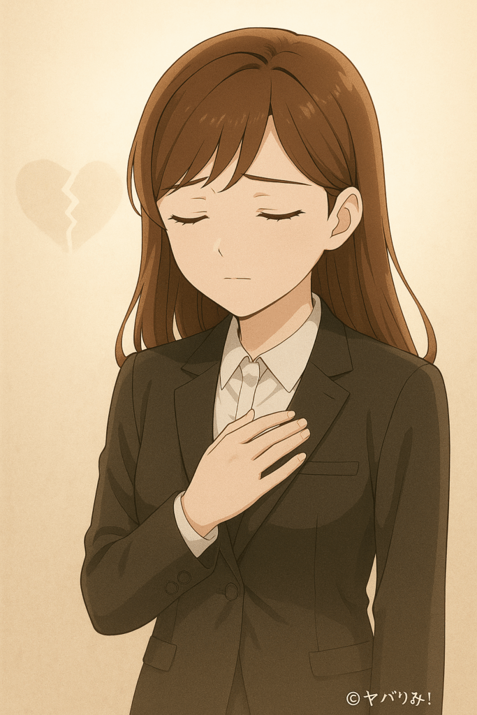 リコが胸に手を当てて、幼少期を回想する構図。淡い光演出