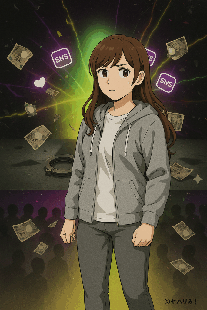 潜入取材に行ったリコの画像。警戒している表情