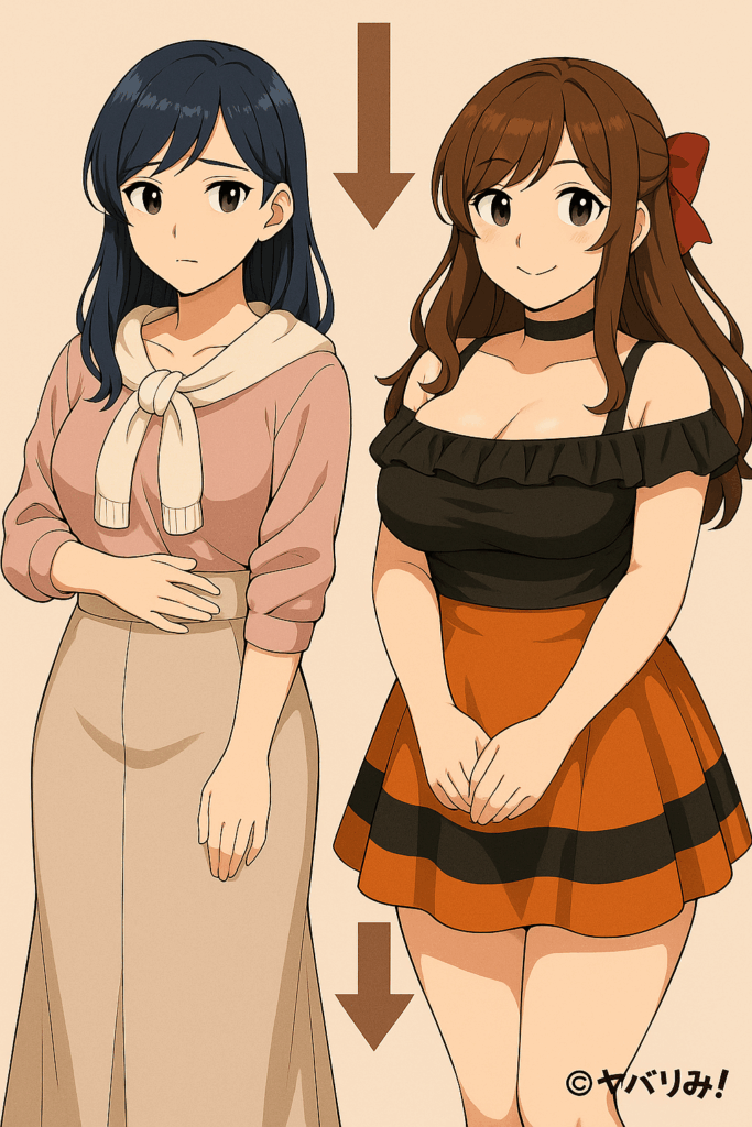 リコは「心配・不安寄りの表情」
ルミは「自信ありげ・分析的」