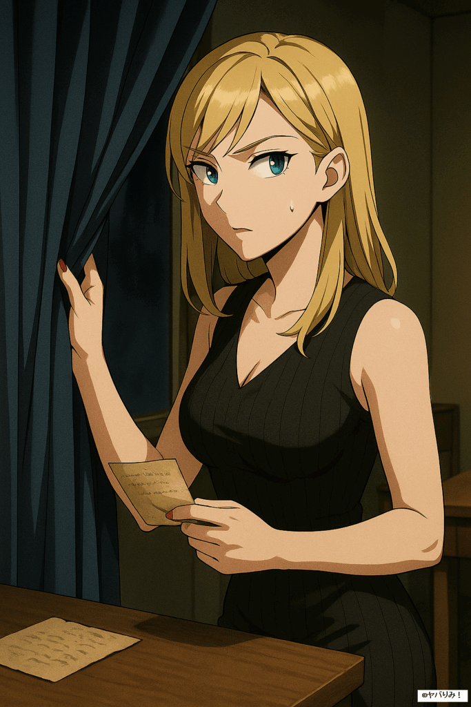 窓の外を警戒しながら“誰かに消された男”について語るナジカ