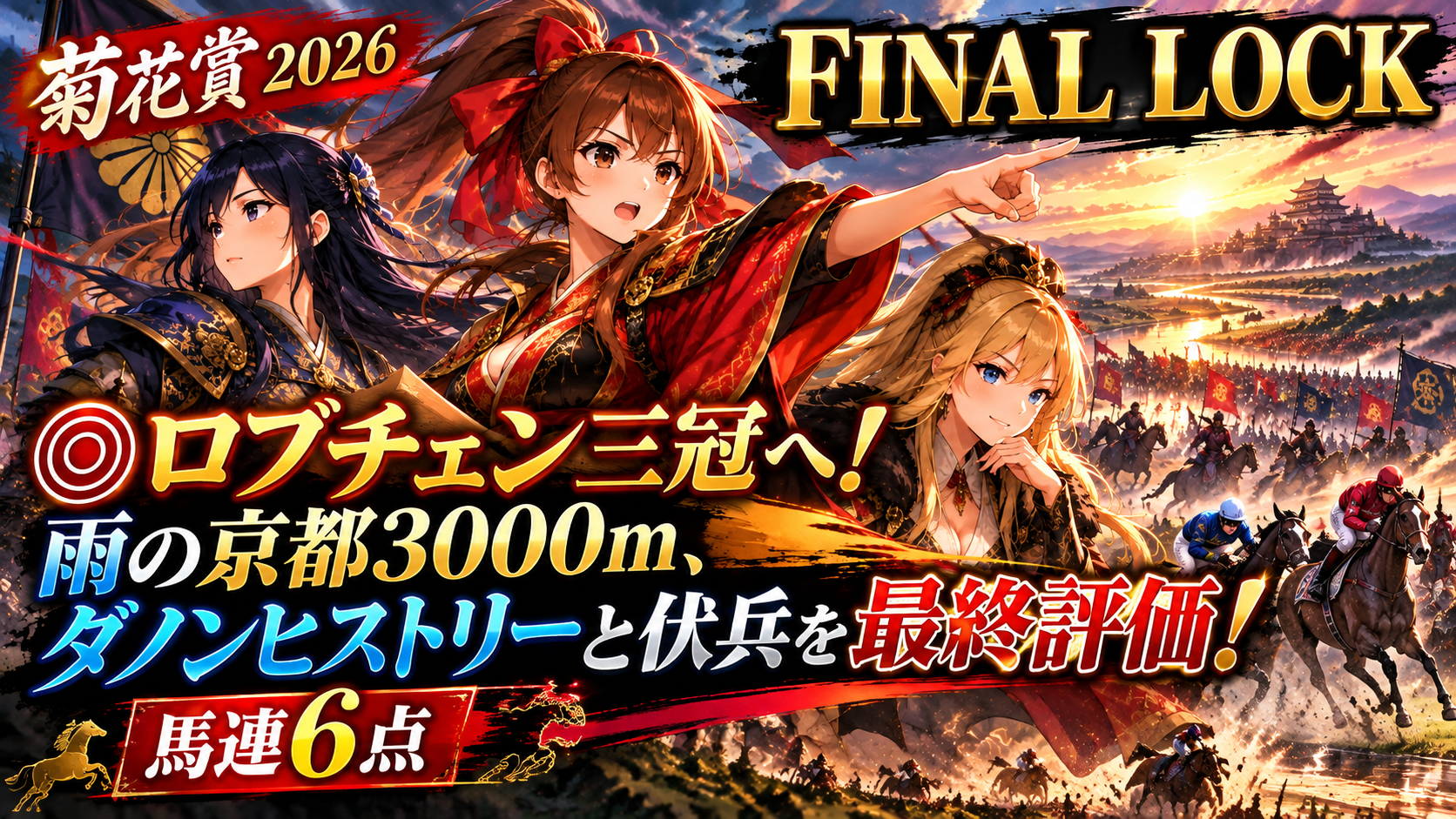 【菊花賞2026 FINAL LOCK】◎ロブチェン三冠へ！ 雨の京都3000m、ダノンヒストリーと伏兵を最終評価｜馬連6点